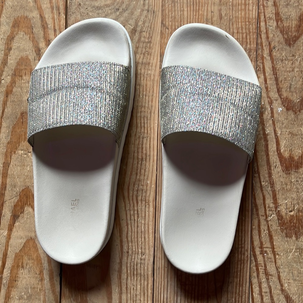 Michael Kors sparkly platform slides
